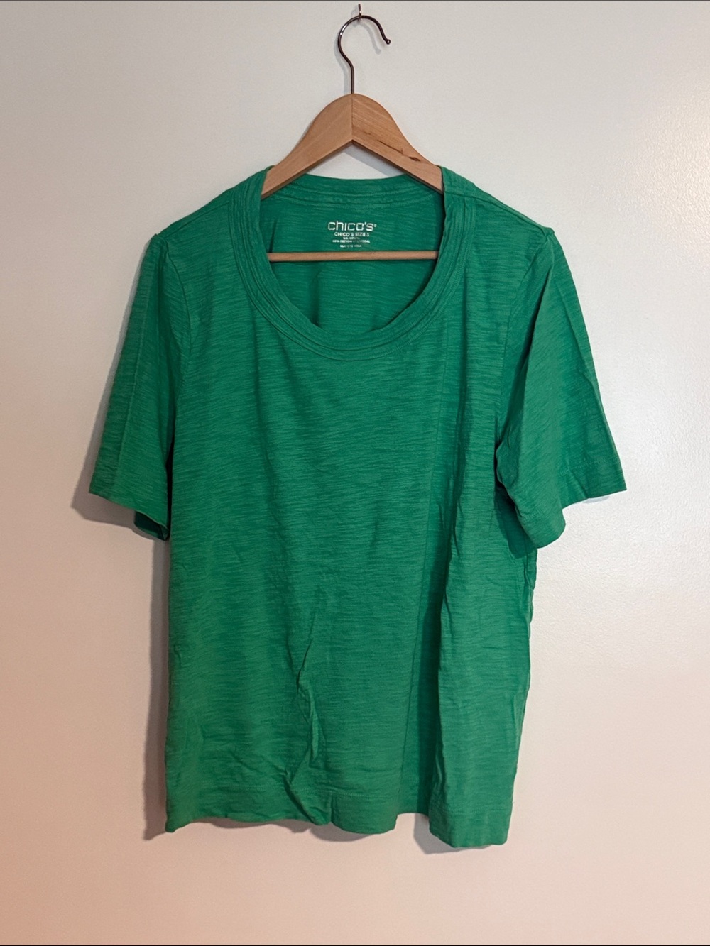 Chico's Emerald Green Short Sleeve Slub Tee XL or 3